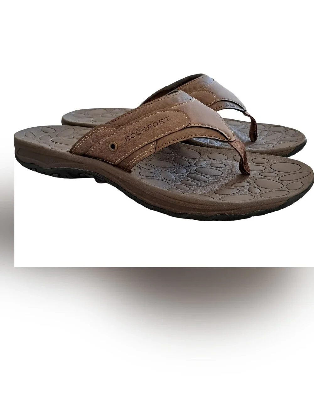 Rockport Men's Hayes Thong Sandals Size 10M Tan New